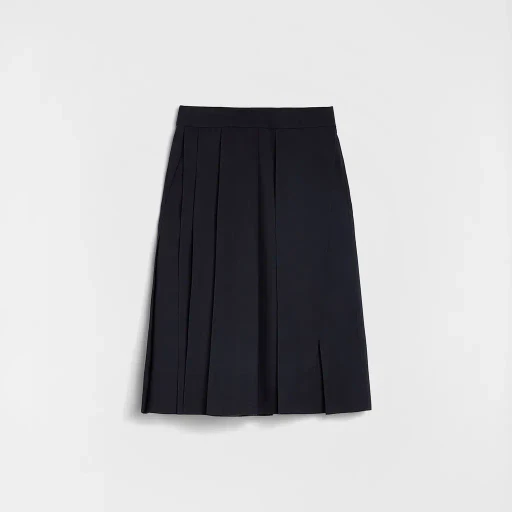 Wool Gabardine Pleated Skirt