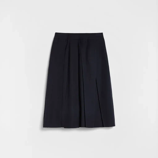 Wool Gabardine Pleated Skirt
