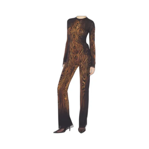Wood-Print Mesh Top