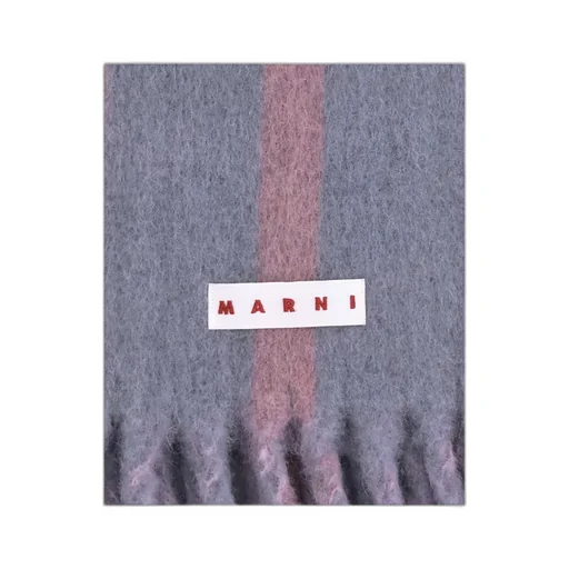 Marni Logo Patch Fringed Scarf