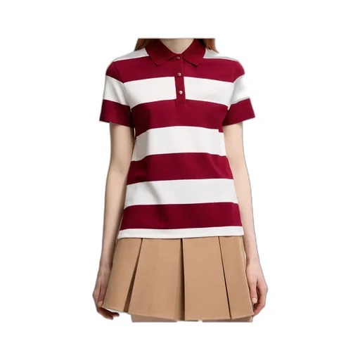 Moncler Striped Short-Sleeved Polo Top