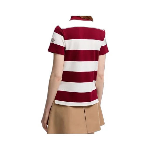 Moncler Striped Short-Sleeved Polo Top
