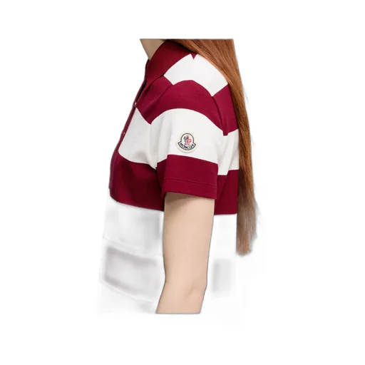 Moncler Striped Short-Sleeved Polo Top