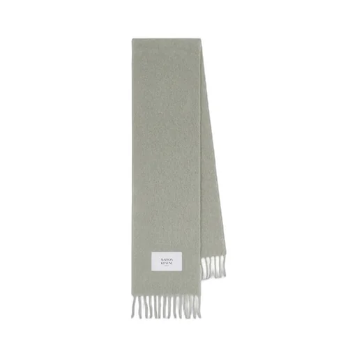 Maison Kitsuné Logo Patch Fringed Knit Scarf