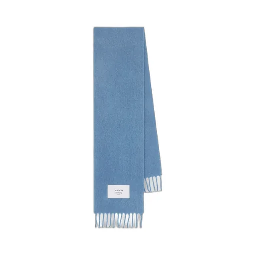 Maison Kitsuné Logo Patch Fringed Knit Scarf