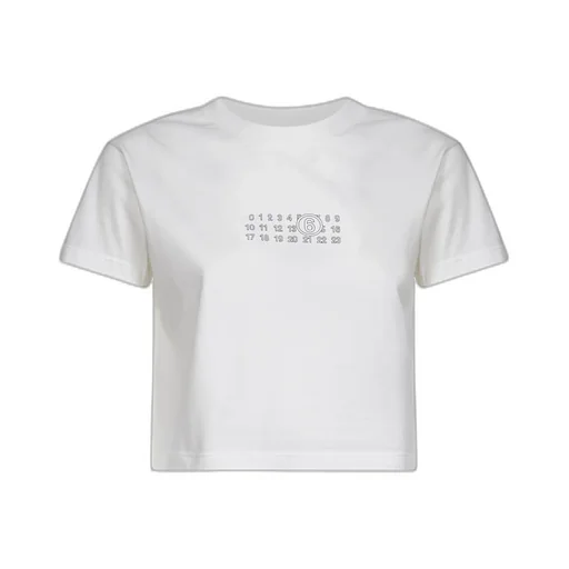 Mm6 Maison Margiela Numeric Printed Cropped T-Shirt