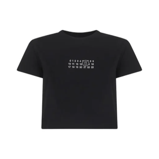 Mm6 Maison Margiela Numeric Printed Cropped T-Shirt