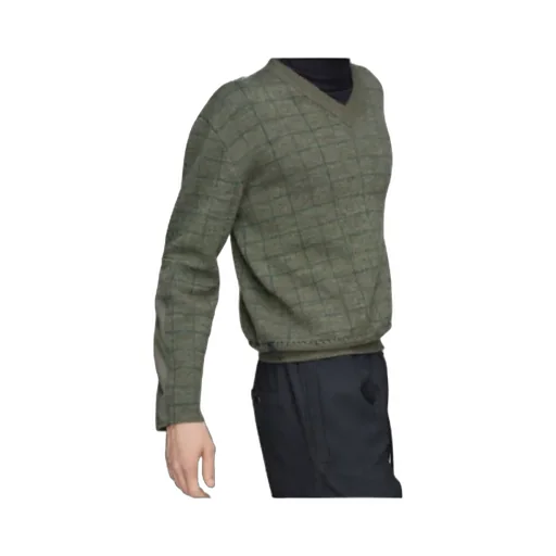 Maison Margiela Long Sleeve V-Neck Grid-Pattern Jumper