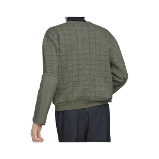 Maison Margiela Long Sleeve V-Neck Grid-Pattern Jumper