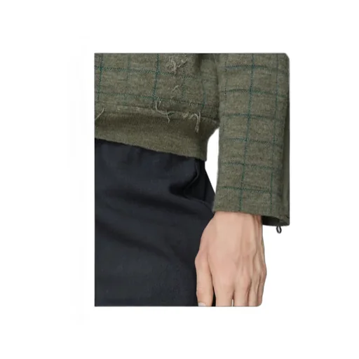 Maison Margiela Long Sleeve V-Neck Grid-Pattern Jumper