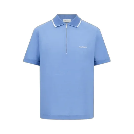 Ferragamo Logo Embroidered Half-Zip Polo Shirt