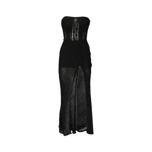 Charo Ruiz Strapless Mesh Maxi Dress