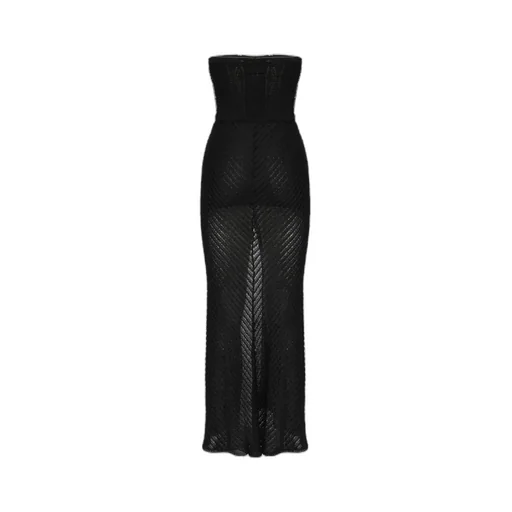 Charo Ruiz Strapless Mesh Maxi Dress