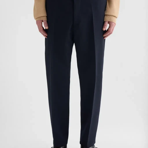 Wool Gabardine Tapered Trousers