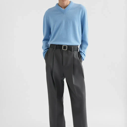 Wool Gabardine Tapered Trousers