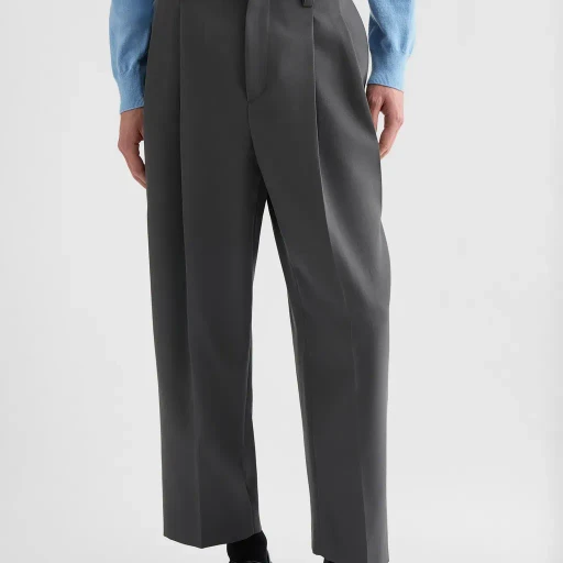 Wool Gabardine Tapered Trousers