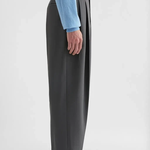 Wool Gabardine Tapered Trousers