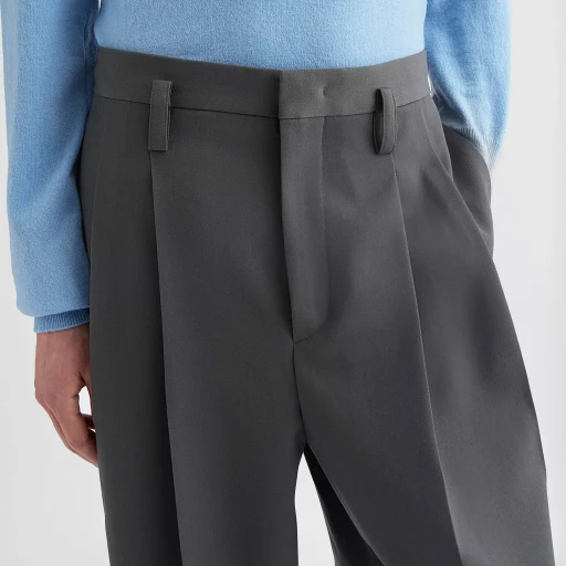 Wool Gabardine Tapered Trousers