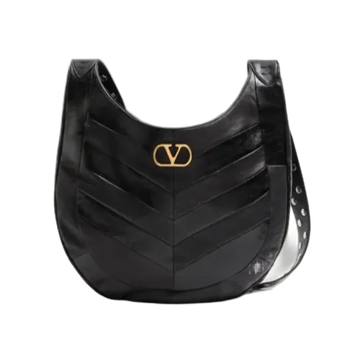 Valentino Hoboho Chevron Patterned Logo Plaque Shoulder Bag