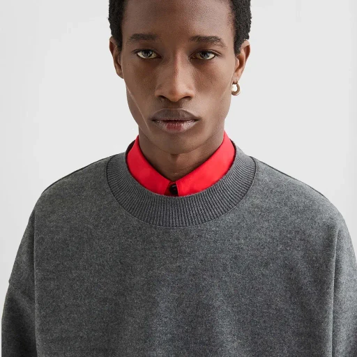 Wool Melton Crew-Neck Sweatshirt
