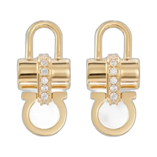 Crystal Embellished Padlock Earrings