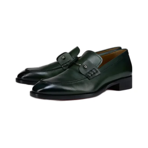 Leather-Trimmed Metal-Detail Loafers