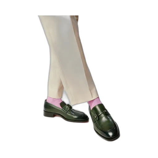 Leather-Trimmed Metal-Detail Loafers