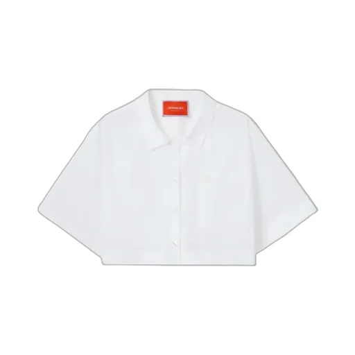 Embroidered-Pocket Cropped Shirt