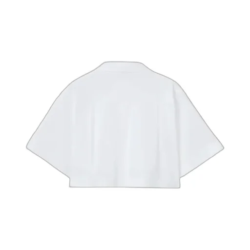 Embroidered-Pocket Cropped Shirt