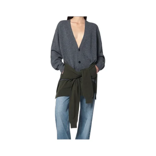 Buttoned Two-Tone Cardigan