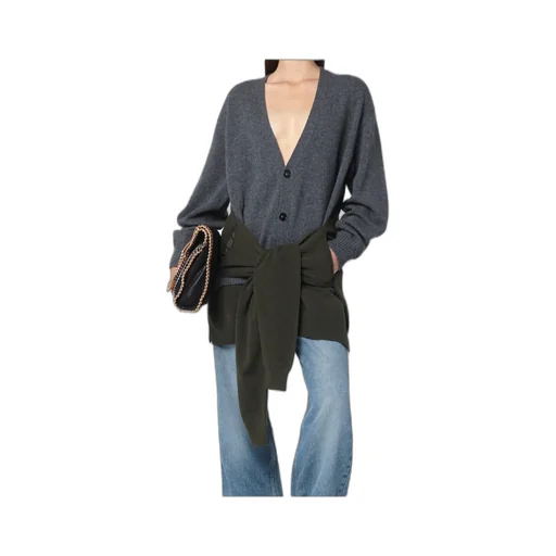Buttoned Two-Tone Cardigan