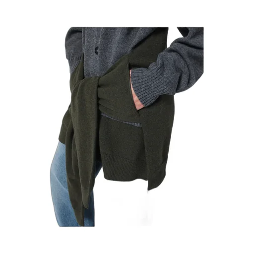 Buttoned Two-Tone Cardigan