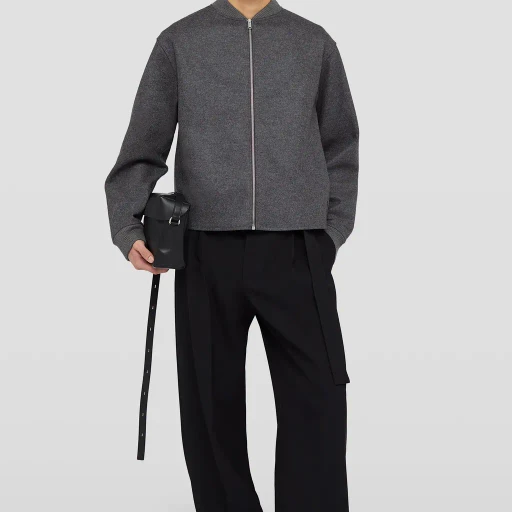 Wool Melton Zip-Up Sweatshirt