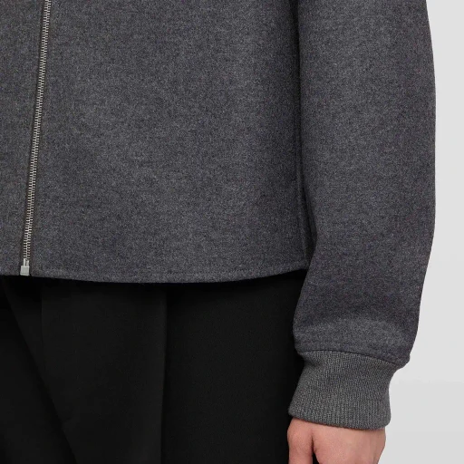 Wool Melton Zip-Up Sweatshirt