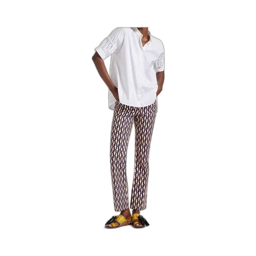 Geometric-Print Flare Jeans