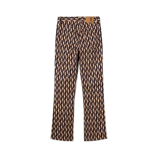 Geometric-Print Flare Jeans