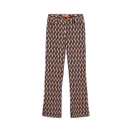 Geometric-Print Flare Jeans