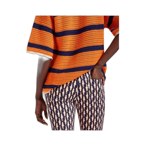 Geometric-Print Flare Jeans