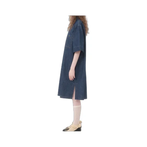 Valentino Collared Short-Sleeve Denim Shirt Dress