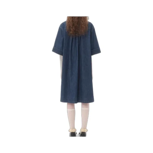 Valentino Collared Short-Sleeve Denim Shirt Dress