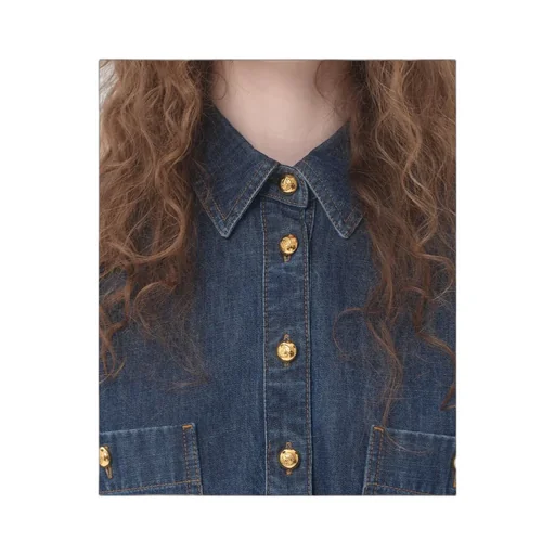 Valentino Collared Short-Sleeve Denim Shirt Dress