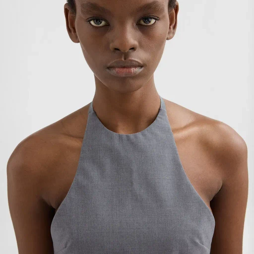 Wool Poplin Halter Top