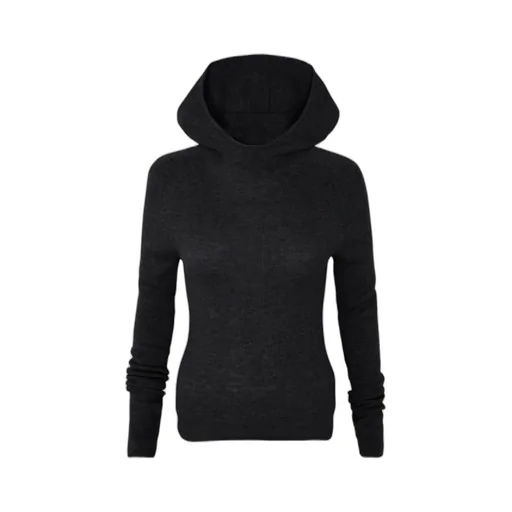 Danae Hooded Knit Top - Black