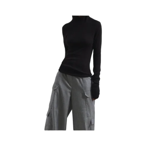 Danae Hooded Knit Top - Black