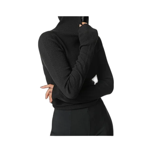 Danae Hooded Knit Top - Black