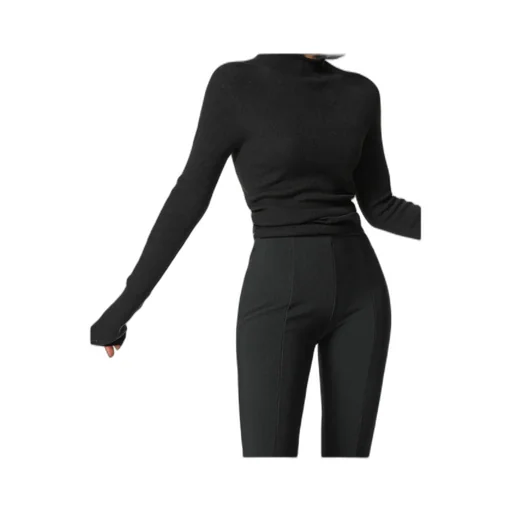 Danae Hooded Knit Top - Black