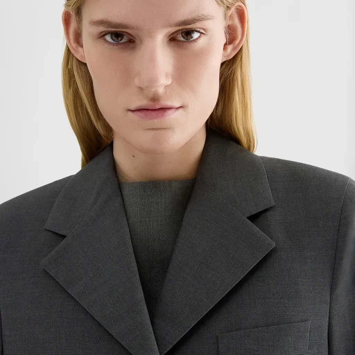 Wool Poplin Tailored Jacket
