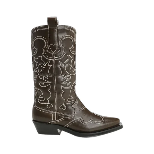 Ganni Embroidered Ankle Boots