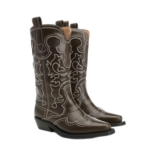 Ganni Embroidered Ankle Boots