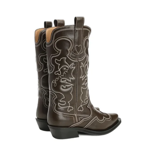 Ganni Embroidered Ankle Boots